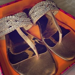 Badgley Mishka Rhinestone crystal sandals like new